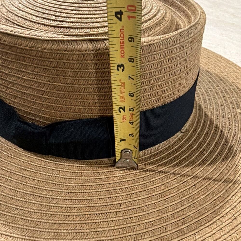 Patina Handcrafted Straw Sun Hat Pork Pie Gambler Wide Brim UPF 50+ Tan Large - Picture 10 of 10